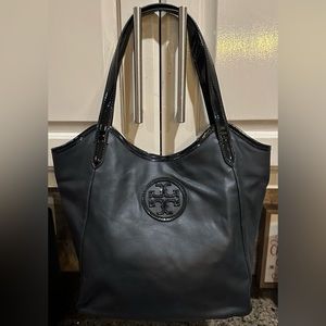 Authentic Tory Burch Black Dipped Canvass Tote Purse